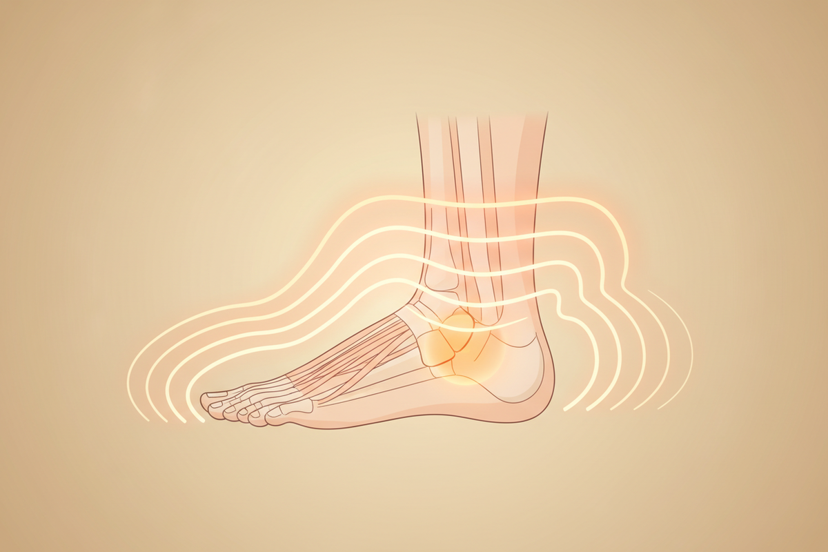 Air compression therapy concept illustration for plantar fasciitis foot pain relief